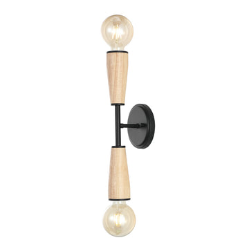 Katia 5.13" Modern Designer Iron/Wood Double Sided Hourglass LED Sconce - JONATHAN Y